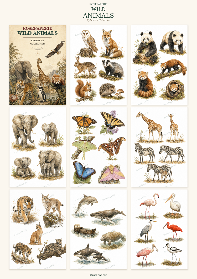 Wild Animals - Ephemera Book