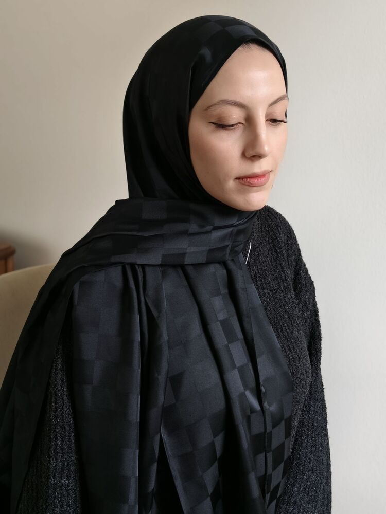 Dama Desen Siyah Jakar Şal