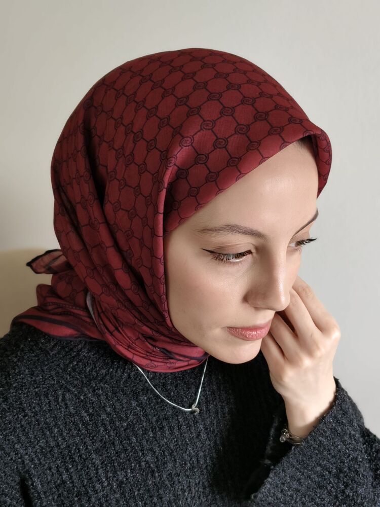 Kırmızı Dijital Soft Eşarp