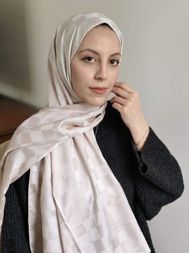 Dama Desen Krem Jakar Şal