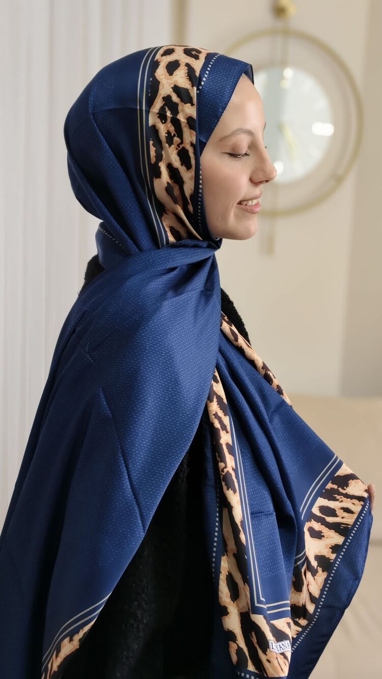 Leopar Desenli İpeksi Vual Şal