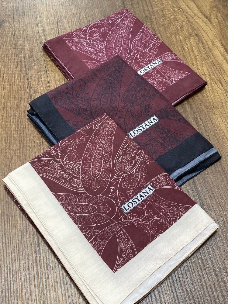 Desenli Pamuk Vual Bordo Şal