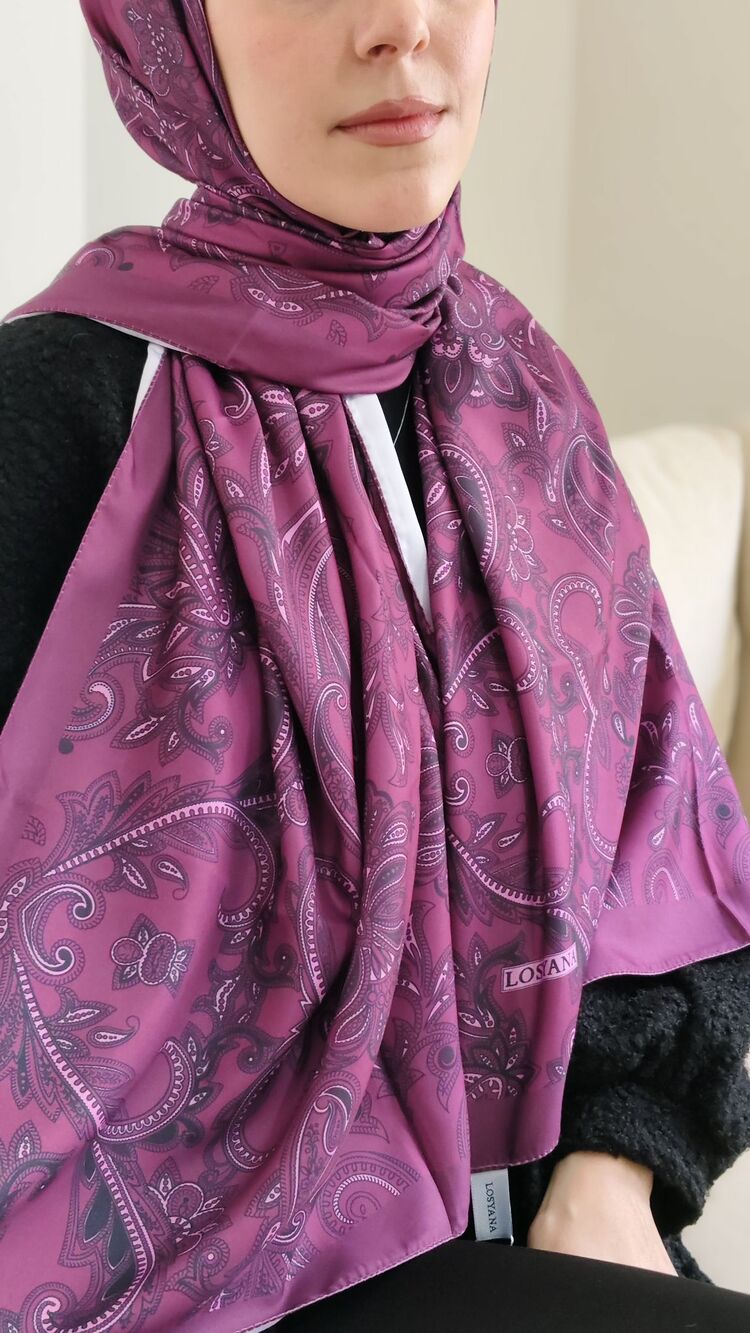 Etnik Desenli İpeksi Vual Şal