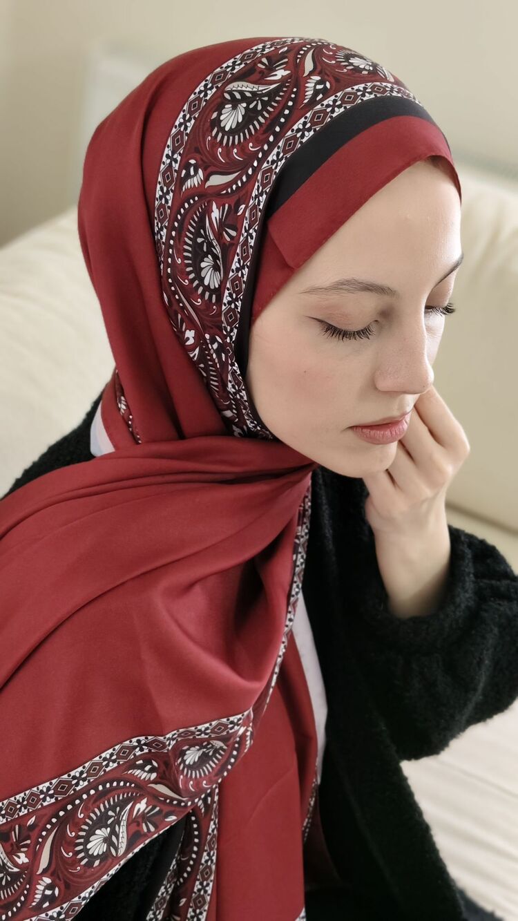 Etnik Desenli İpeksi Vual Şal