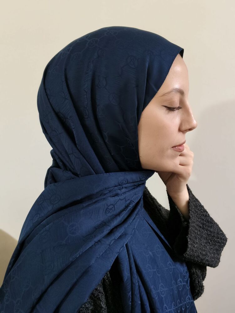 VS Desen Lacivert Jakar Şal