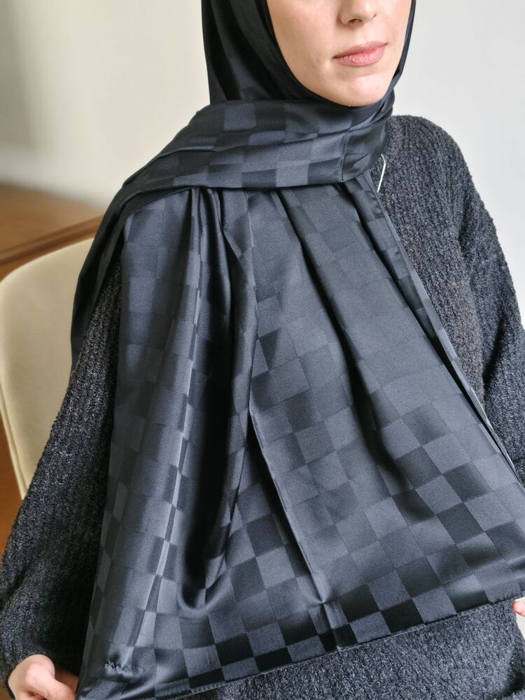 Dama Desen Siyah Jakar Şal