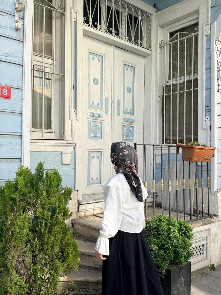 Lumea Desen Mavi Eşarp
