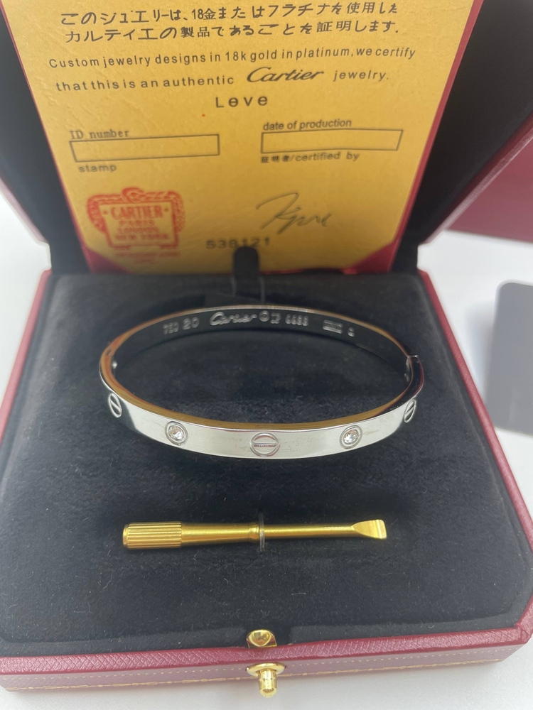 LOVE Silver Taşlı Cartier Kelepçe