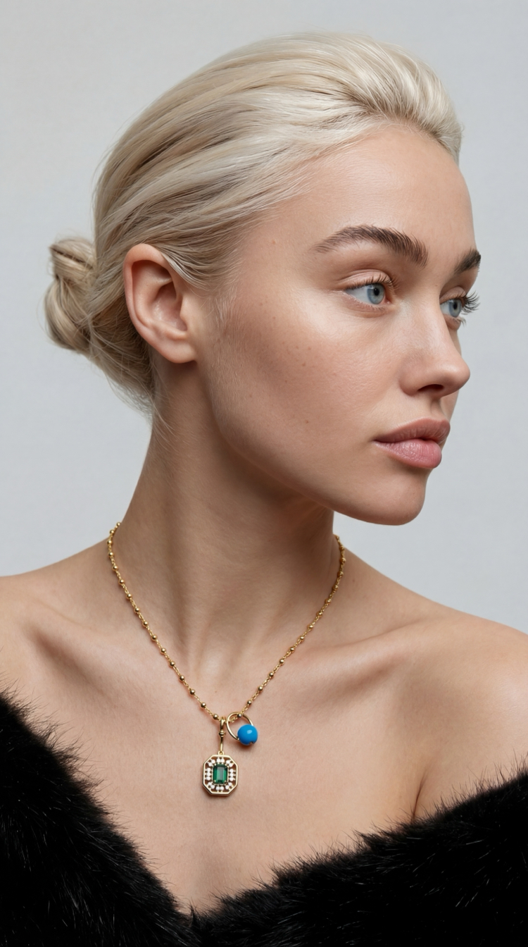 Blue Charm Gold Necklace