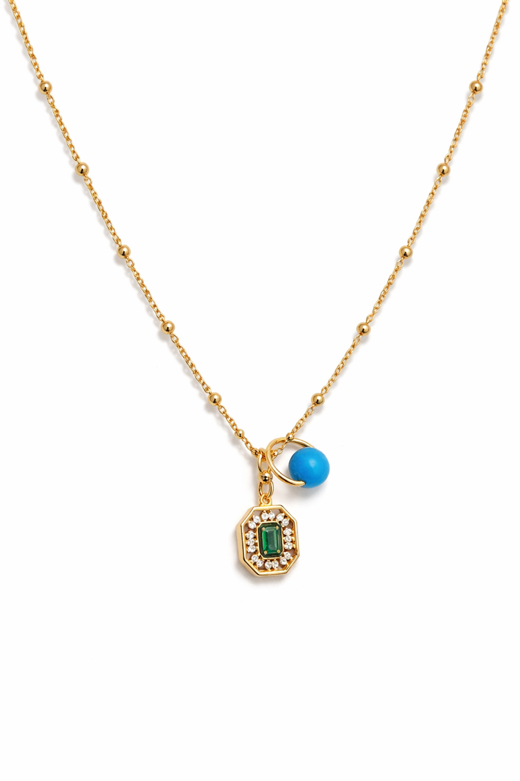 Blue Charm Gold Necklace