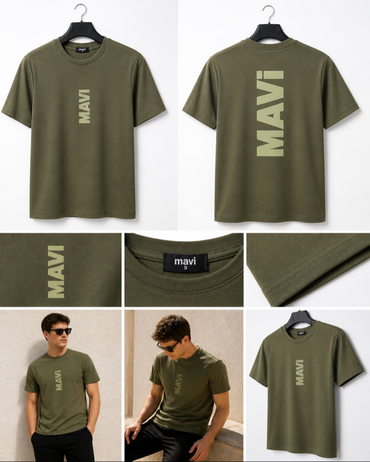 MAVİ Baskılı Premium Tişört