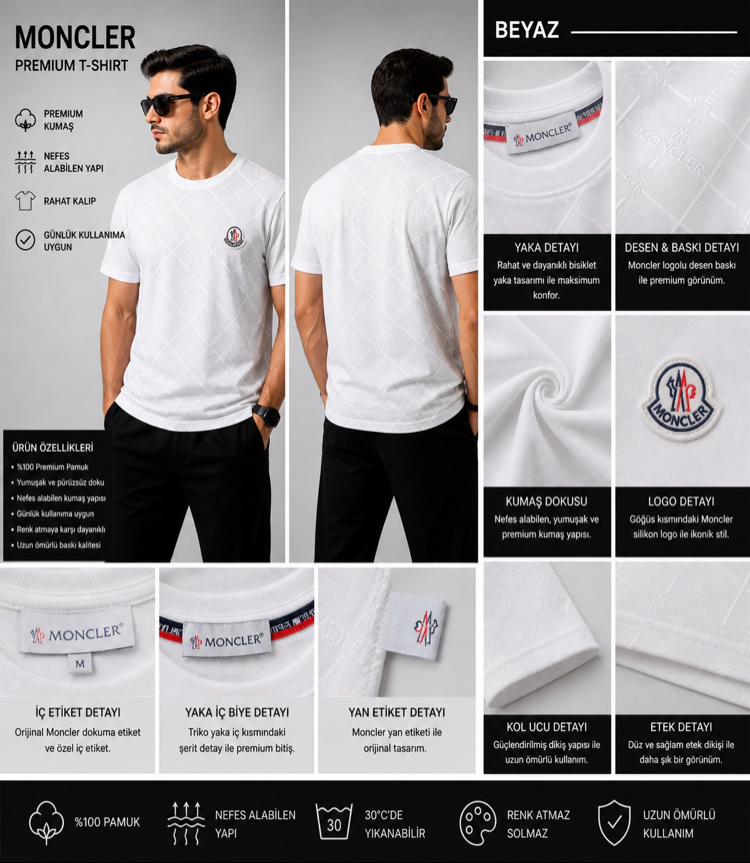 MONCLER Kabartmalı Premium Tişört