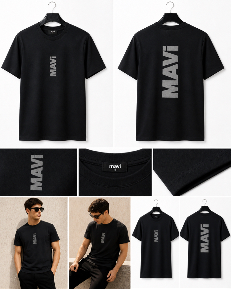 MAVİ Baskılı Premium Tişört