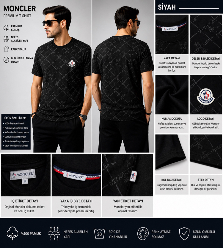 MONCLER Kabartmalı Premium Tişört