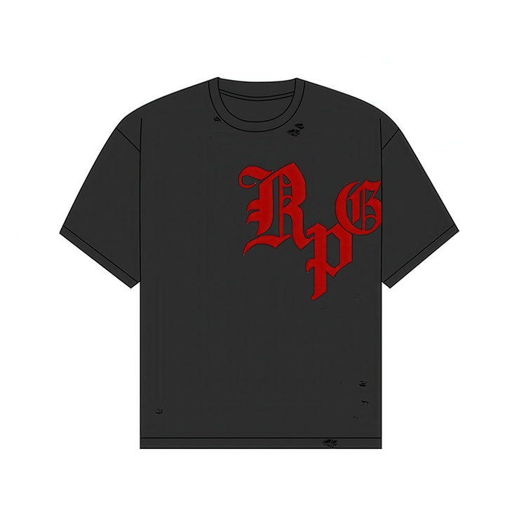  “Rpg” Distressed Black Tee