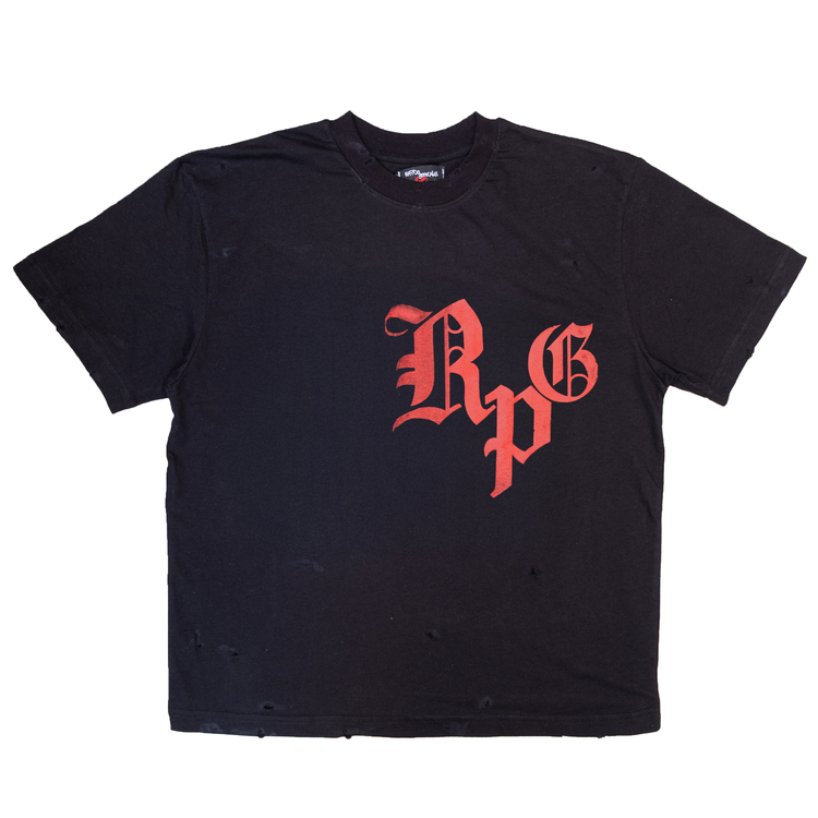  “Rpg” Distressed Black Tee