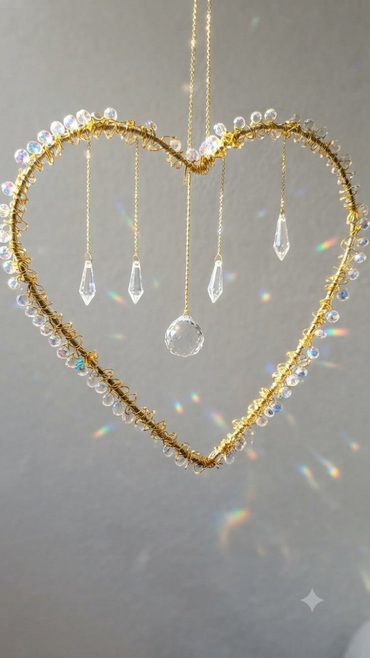 Kalp Formlu Kristal Suncatcher
