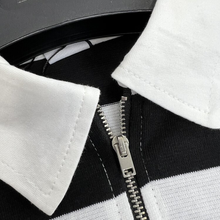Polo Yaka Örme Sweat Beyaz-Siyah 8369
