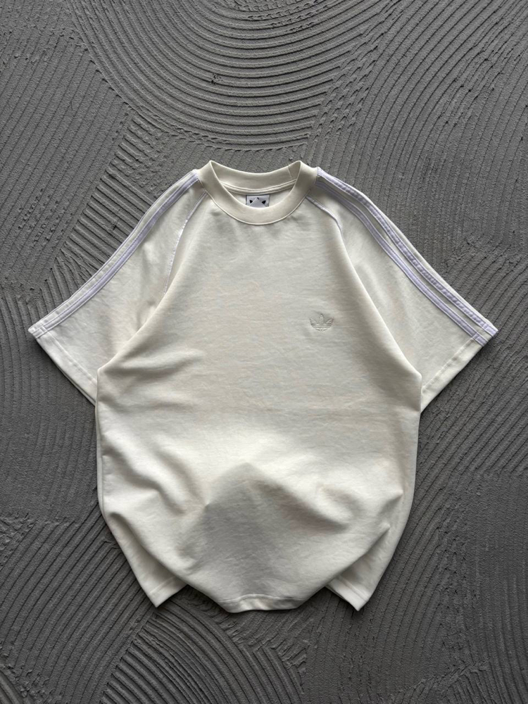 Adidas 3 Şeritli Premium Oversize T-Shirt Full Beyaz 8499
