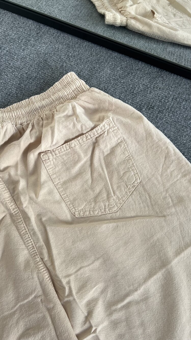 Asit Yıkamalı Keten Pantolon Bej 8355