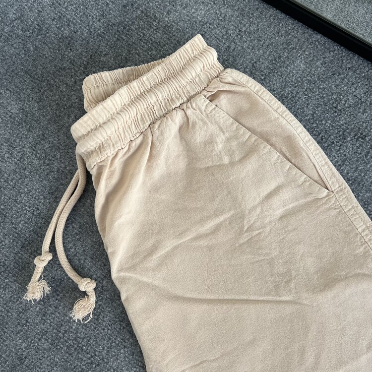 Asit Yıkamalı Keten Pantolon Bej 8355