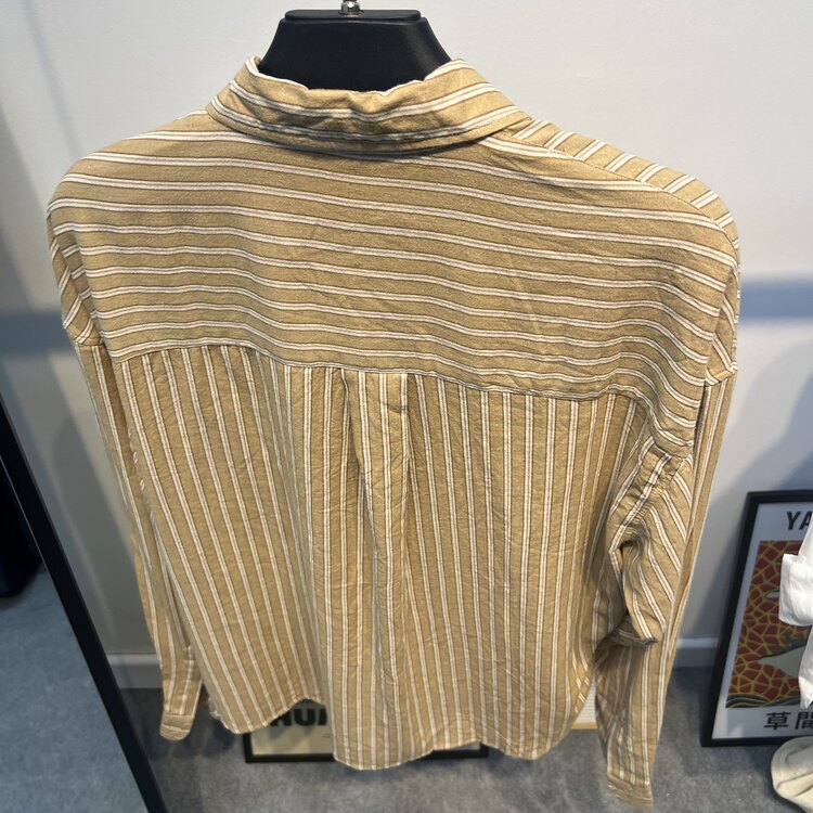 Oversize Saf Keten Gömlek Hardal 8358