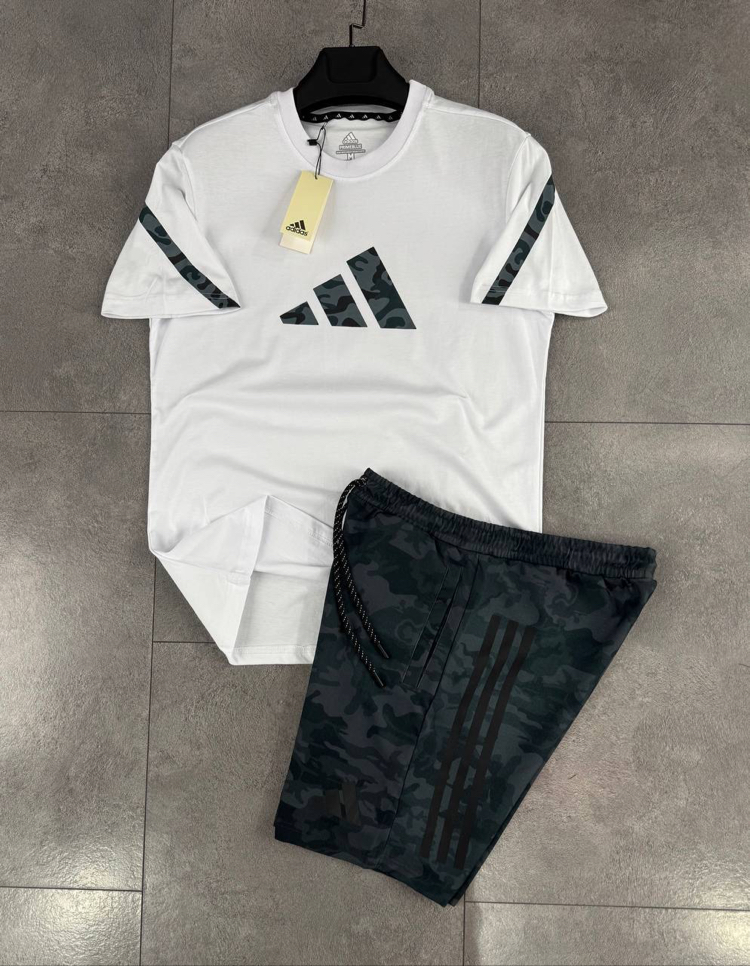 Adidas Double Face Şortlu Takım (Antrasit Camo) 8392