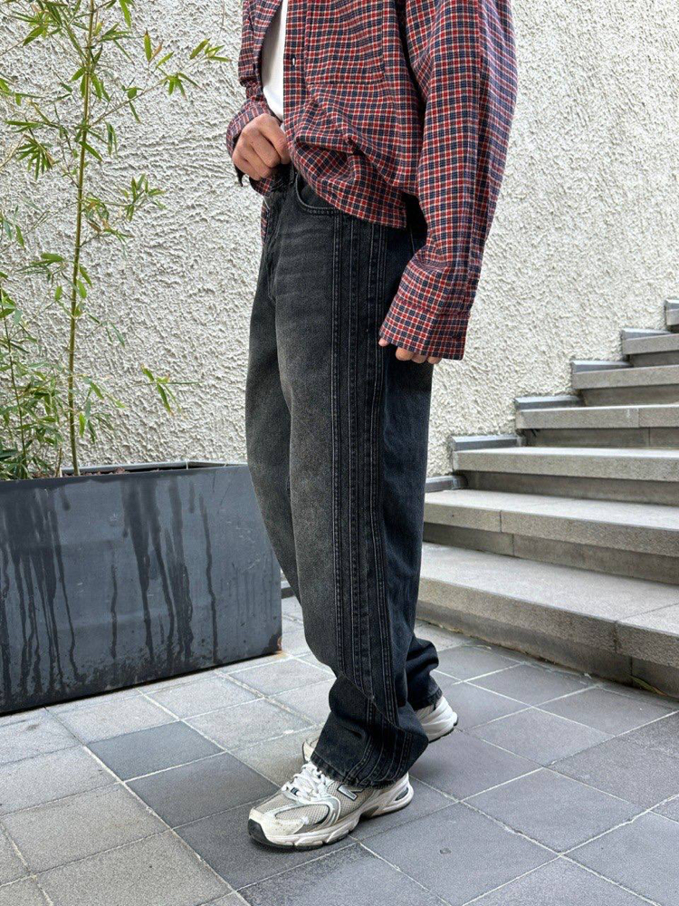 3-Stripes Premium Baggy Kot Pantolon Antrasit