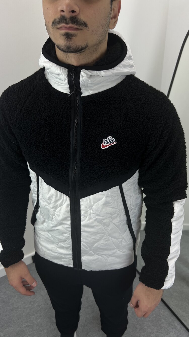 Nike Heritage Sherpa Ceket Beyaz-Siyah 8383