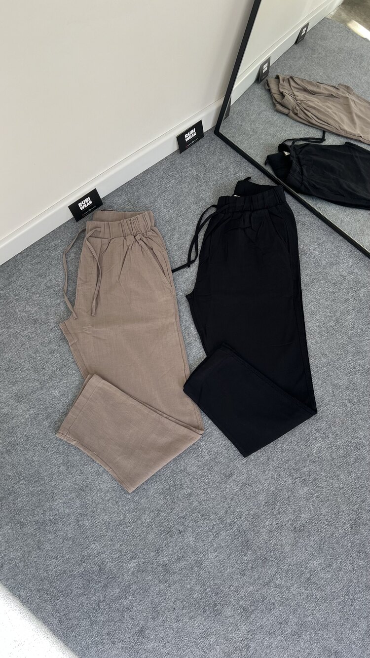 Premium Havuç Kesim Keten Pantolon Siyah 8352