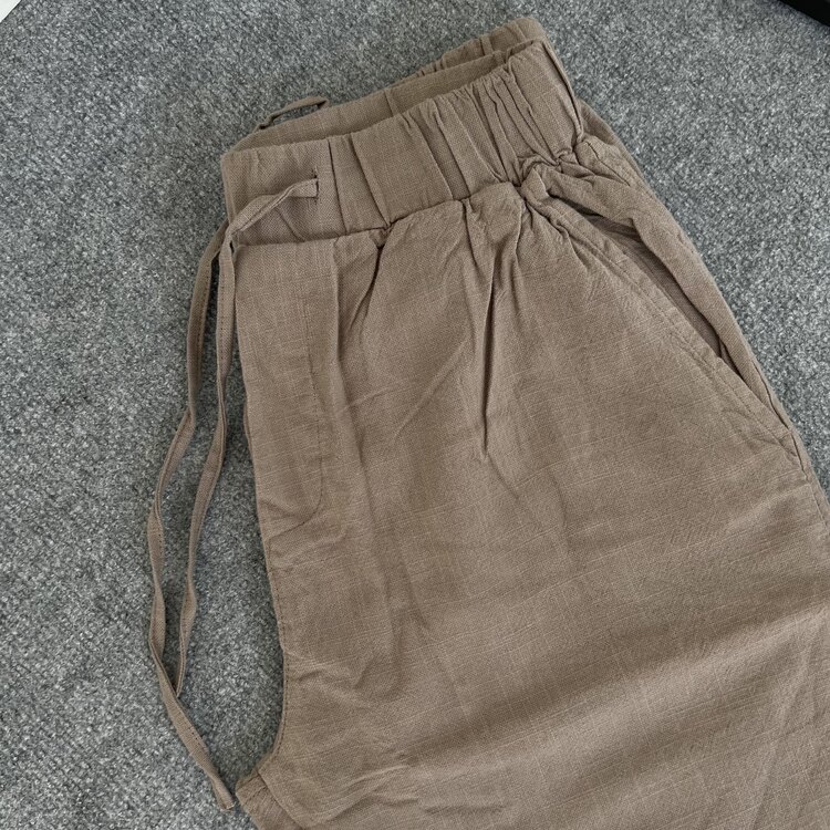 Premium Carrot Kesim Keten Pantolon Kahve 8352