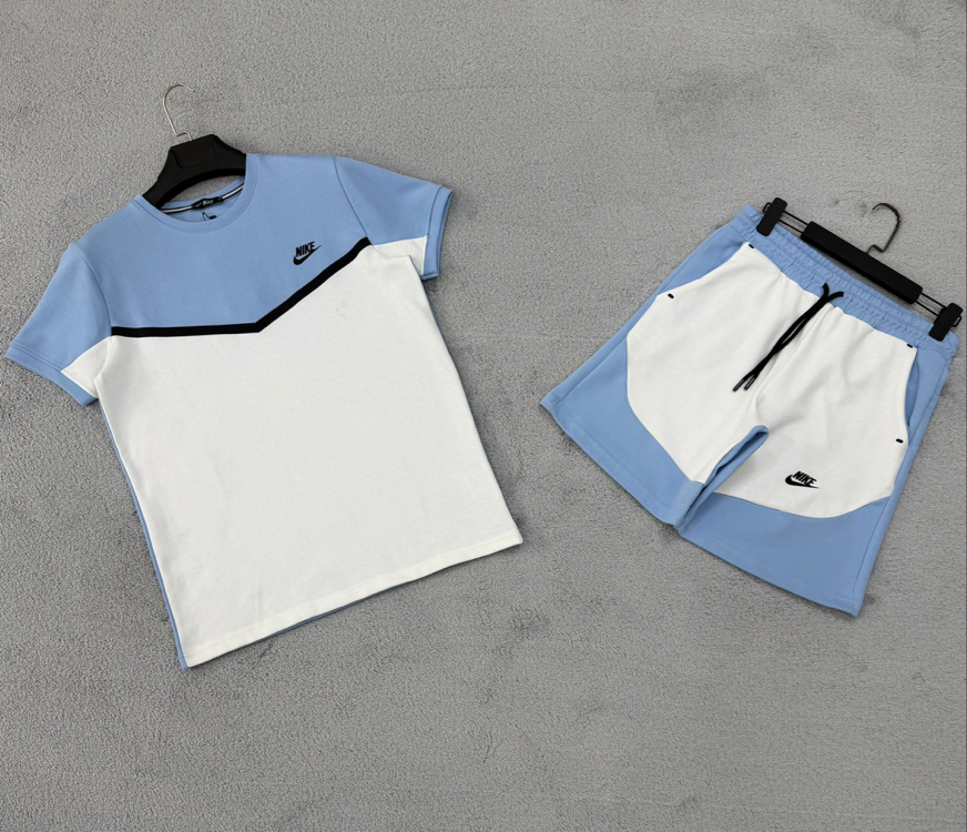 Nike Tech Fleece Şortlu Takım Mavi-Beyaz 8392