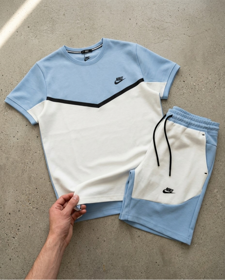 Nike Tech Fleece Şortlu Takım Mavi-Beyaz 8392