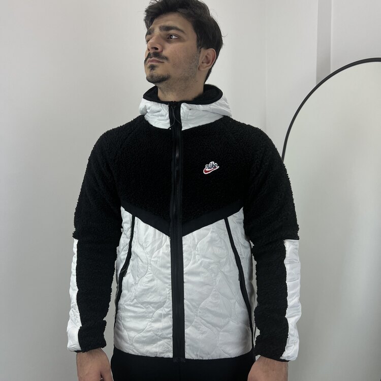 Nike Heritage Sherpa Ceket Beyaz-Siyah 8383