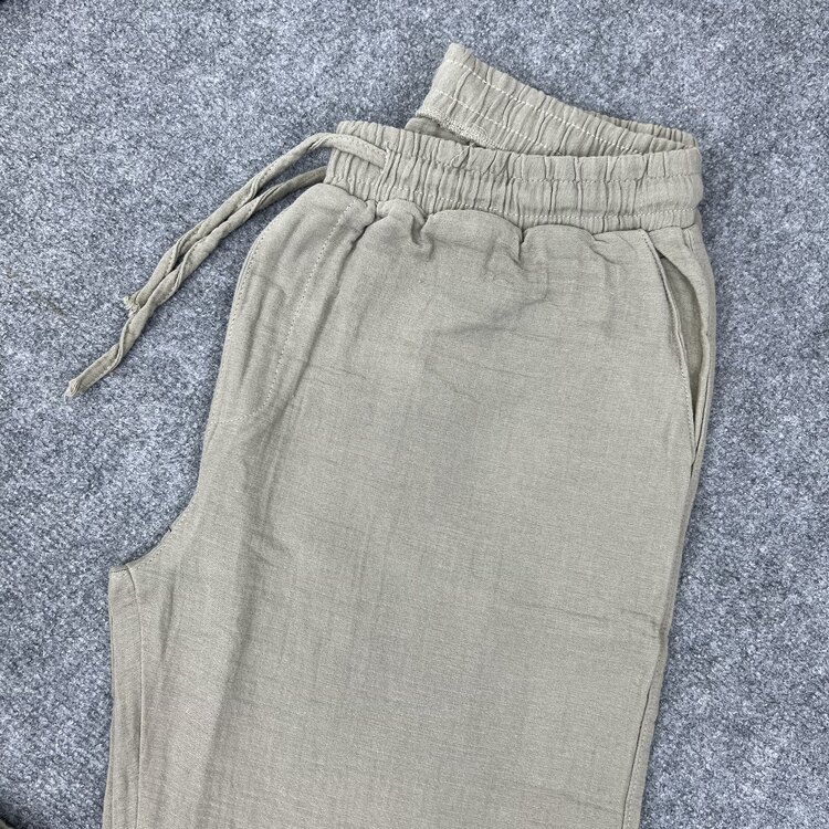 V. Müslin Keten Pantolon Haki 8327