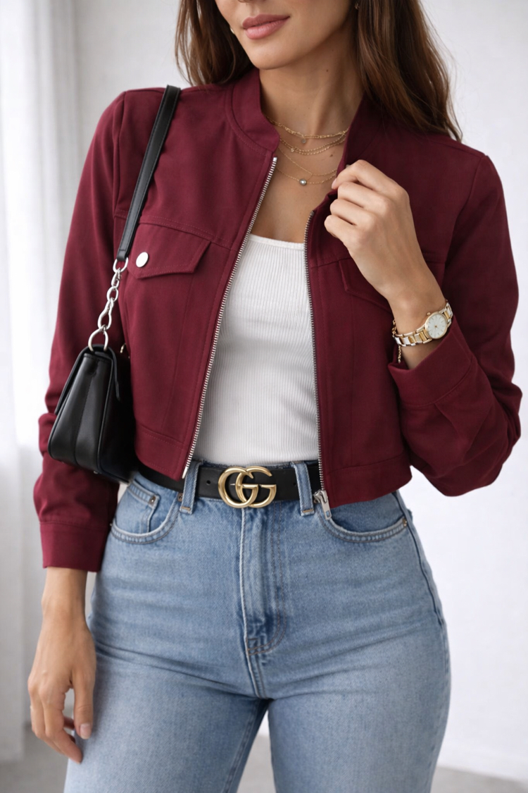ZR Model Kısa Ceket - Bordo