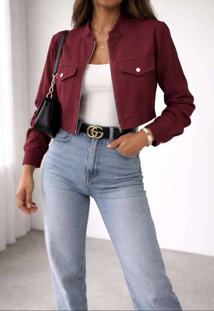 ZR Model Kısa Ceket - Bordo