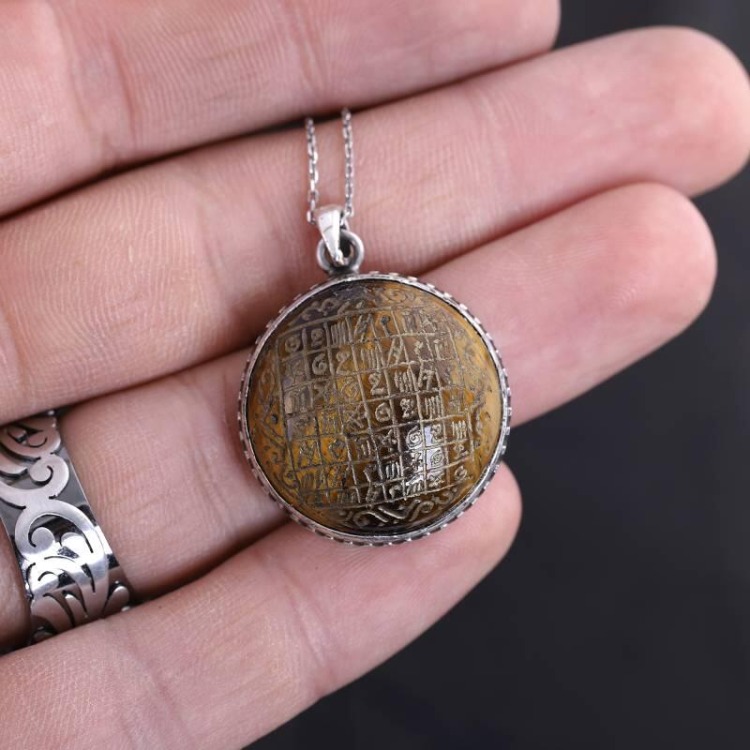 Celcelutiye Dua Vefki Tamamı El Yazması Kaplangözü Taşlı Gümüş Kolye