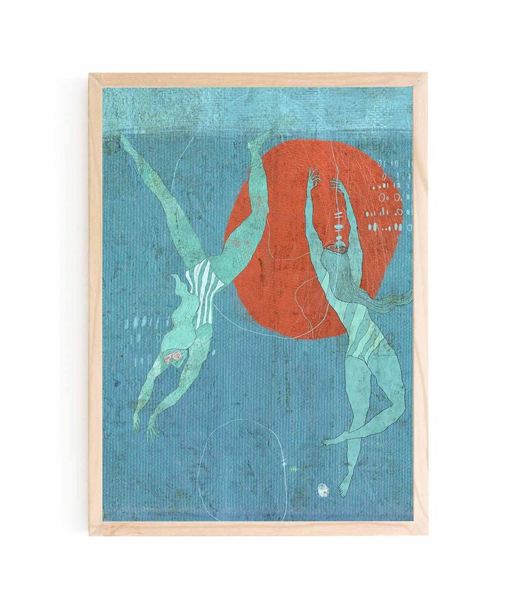 Poolside Fine Art Dijital Baskı İllüstrasyon