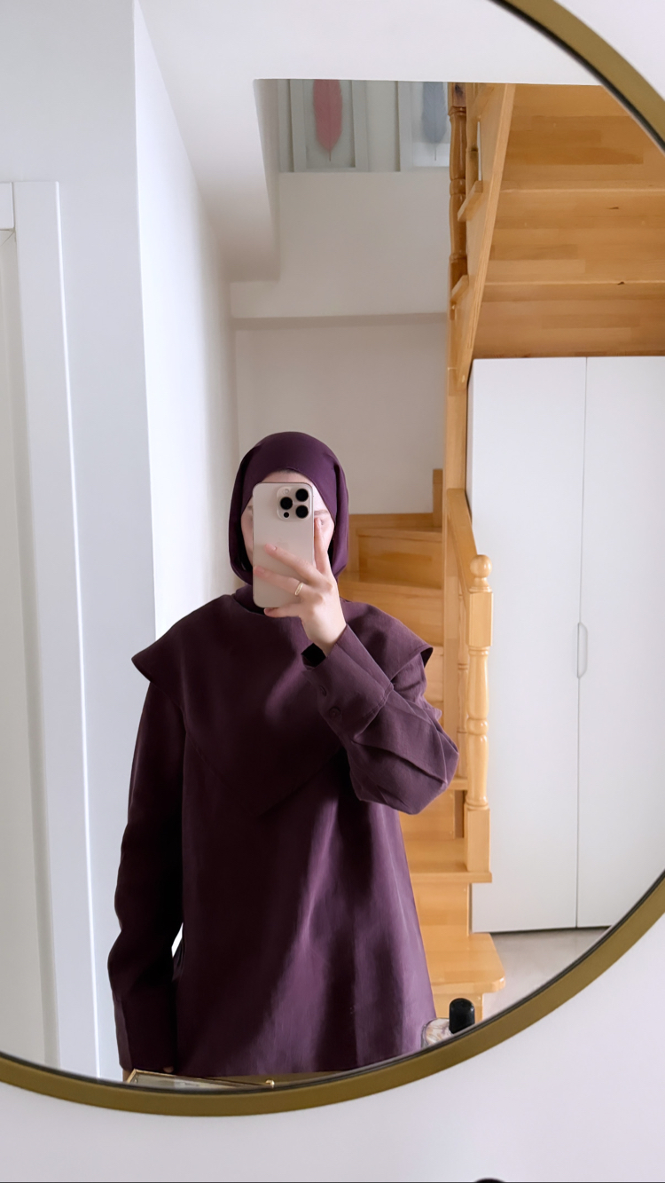 Fular Detaylı Takım Mürdüm