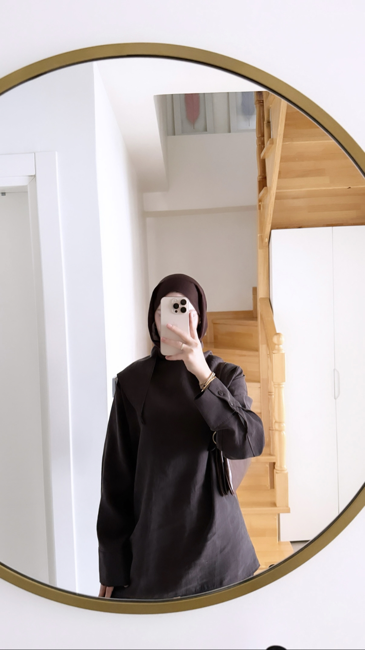 Fular Detaylı Takım Kahverengi