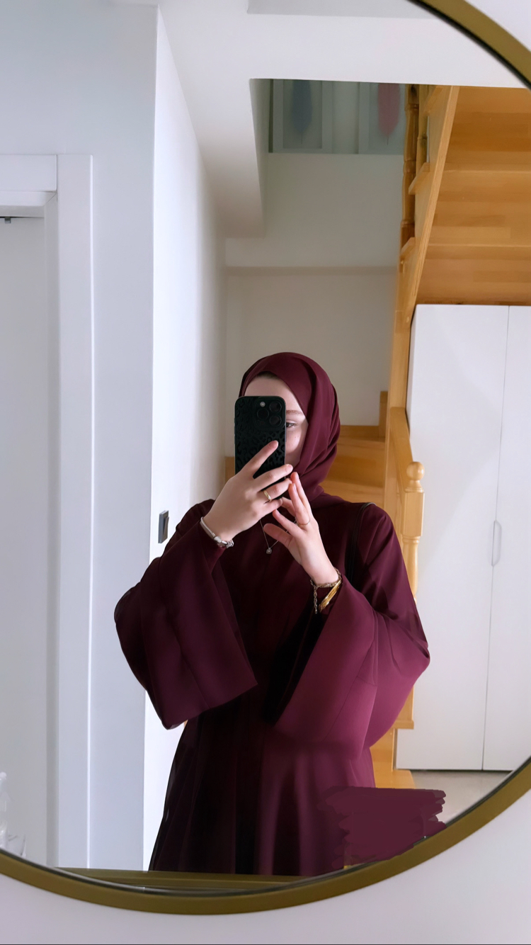 Noura Şallı Abaya Bordo 