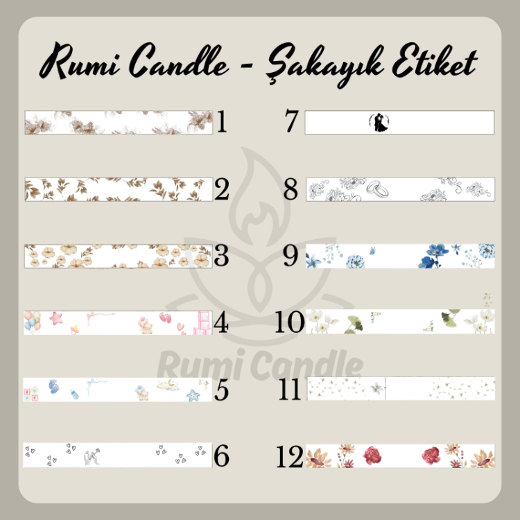50 Adet - Kişiselleştirilebilir Şakayık Mum