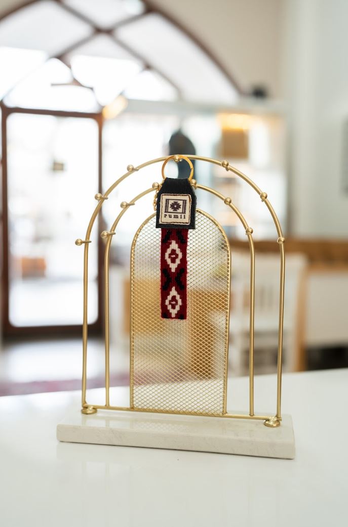 Göz Motifli El Dokuması Kilim Anahtarlık (Bordo)