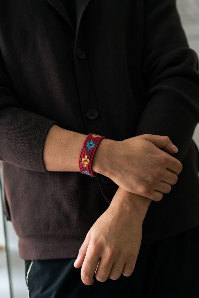 Göz Motifli El Dokuması Kilim Bileklik – Bordo