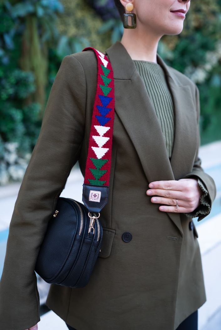 Hayat Ağacı Motifli El Dokuması Kilim Çanta Askısı