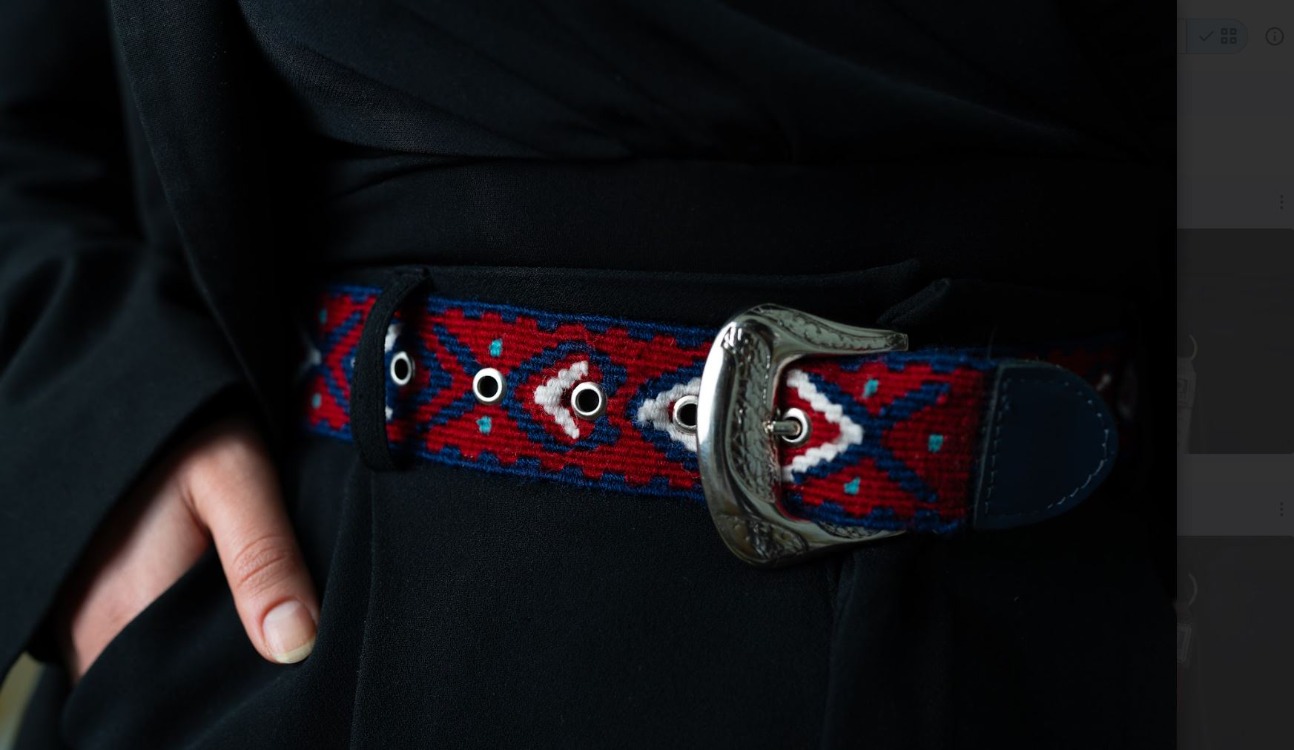Göz-Taç Motifli El Dokuması Kilim Kemer – Bordo & Lacivert (85 cm)