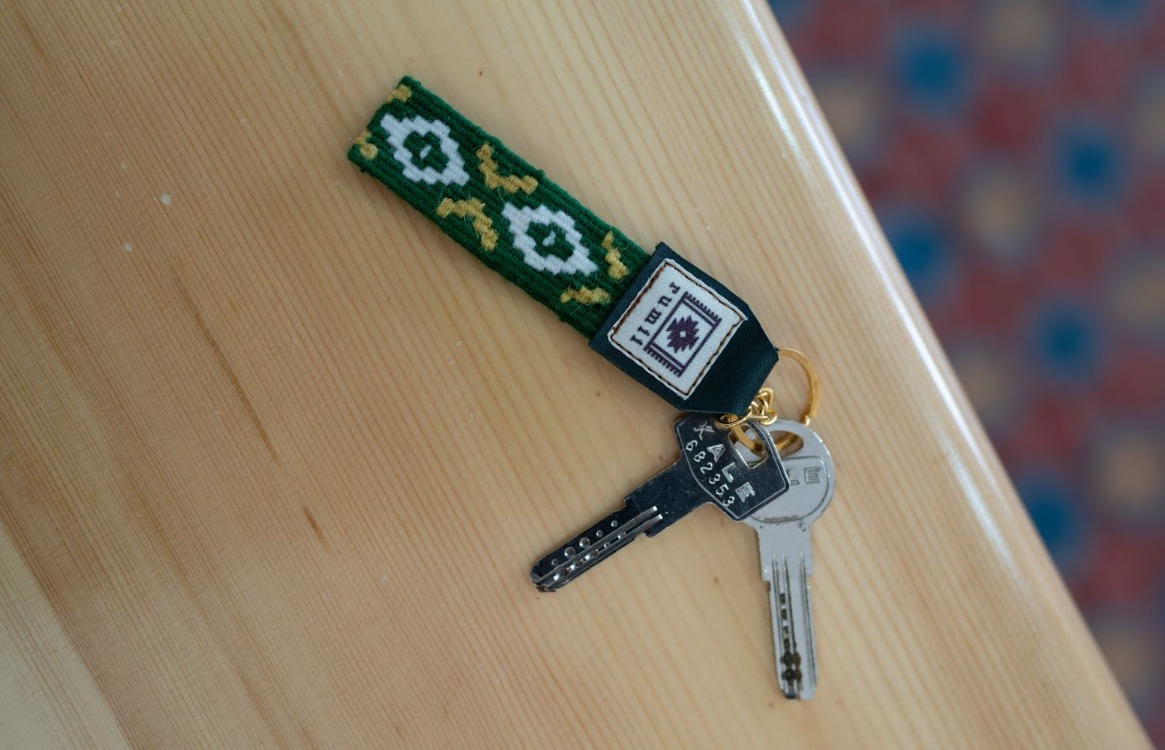 Göz Motifli El Dokuması Kilim Anahtarlık (Yeşil)
