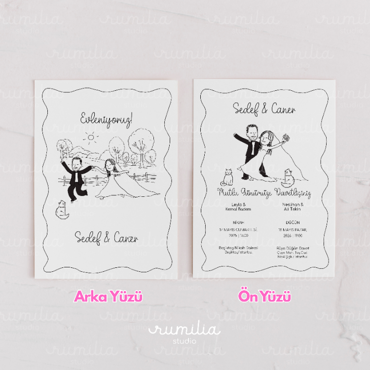 Dijital Düğün & Nişan Davetiyesi – Kişiselleştirilebilir Tasarım | A5 & 12x17 cm