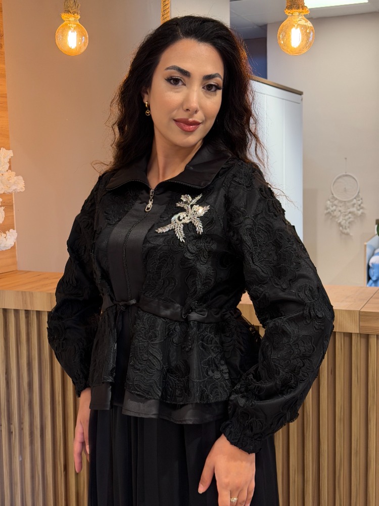 SELİNADA YAKMA DESENLİ CEKET ETEKLİ TAKIM 